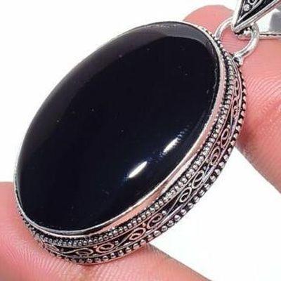 On 0615c pendentif pendant 24x35mm 17gr onyx noir bijou argent 1900 art deco gothique achat vente