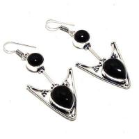 On 0618a boucles oreilles 13gr onyx noir 10x15mm bijou art deco gothique argent 925