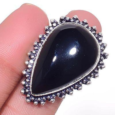 On 0620a bague chevaliere 11gr t59 onyx noir 18x30mm bijou art deco gothique argent vente