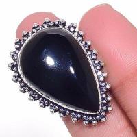 On 0620b bague chevaliere 11gr t59 onyx noir 18x30mm bijou art deco gothique argent vente