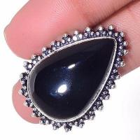 On 0620c bague chevaliere 11gr t59 onyx noir 18x30mm bijou art deco gothique argent vente