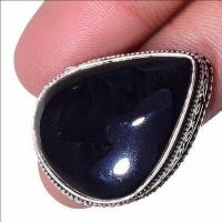 On 0625c bague chevaliere 14gr t57 onyx noir 20x25mm bijou art deco gothique argent achat vente