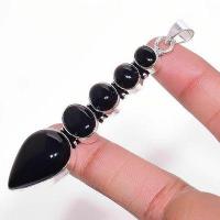 On 0628b pendentif pendant 80mm 14gr onyx noir bijou argent 1900 art deco gothique achat vente