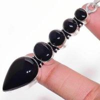 On 0628c pendentif pendant 80mm 14gr onyx noir bijou argent 1900 art deco gothique achat vente