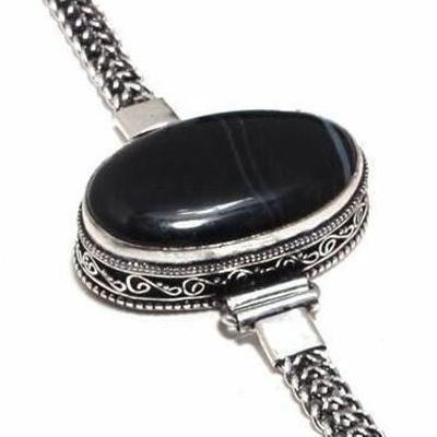 On 0629c bracelet 24gr onyx noir 20x35mm bijou argent 1900 art deco gothique achat vente