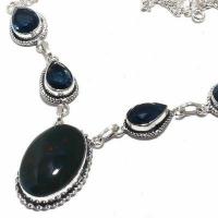 On 0638b collier parure parure 28gr onyx noir quartz pendentif 20x30mm art deco gothique argent