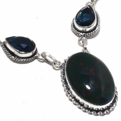 On 0638c collier parure parure 28gr onyx noir quartz pendentif 20x30mm art deco gothique argent