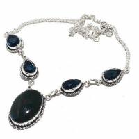 On 0638d collier parure parure 28gr onyx noir quartz pendentif 20x30mm art deco gothique argent