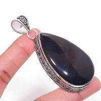 On 0639a pendentif pendant 80mm 30gr onyx noir 30x50mm argent 1900 art deco gothique achat vente