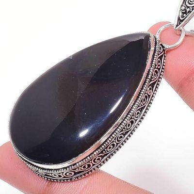 On 0639c pendentif pendant 80mm 30gr onyx noir 30x50mm argent 1900 art deco gothique achat vente