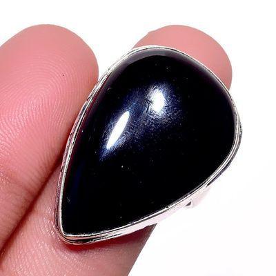 On 0640a bague chevaliere 10gr t60 onyx noir 18x28mm bijou art deco gothique argent achat vente