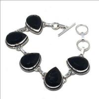 On 0641a bracelet 30gr onyx noir 15x22mm bijou argent 1900 art deco gothique achat vente