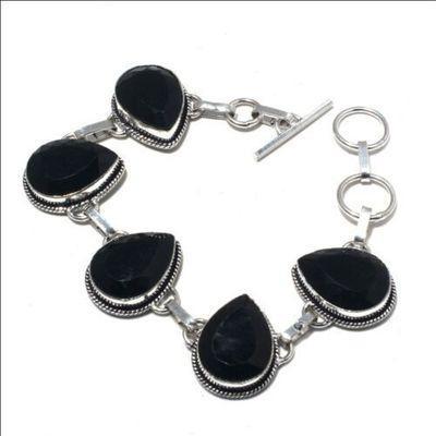 On 0641b bracelet 30gr onyx noir 15x22mm bijou argent 1900 art deco gothique achat vente