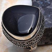 On 0646b bague chevaliere coeur 16gr t58 onyx noir 25x25mm art deco gothique argent achat vente