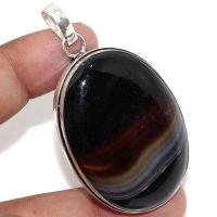 On 0650a pendentif pendant 30x50mm 22gr onyx noir bijou argent 1900 art deco gothique achat vente