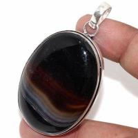 On 0650b pendentif pendant 30x50mm 22gr onyx noir bijou argent 1900 art deco gothique achat vente