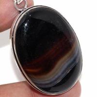 On 0650c pendentif pendant 30x50mm 22gr onyx noir bijou argent 1900 art deco gothique achat vente