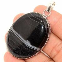 On 0652b pendentif pendant 35x45mm 22gr onyx noir bijou argent 1900 art deco gothique achat vente