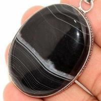 On 0652c pendentif pendant 35x45mm 22gr onyx noir bijou argent 1900 art deco gothique achat vente