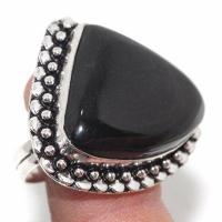 On 0653b bague chevaliere coeur 13gr t58 onyx noir 25x30mm art deco gothique argent achat vente
