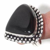 On 0653c bague chevaliere coeur 13gr t58 onyx noir 25x30mm art deco gothique argent achat vente