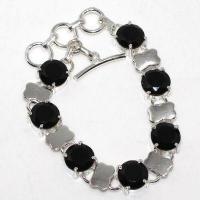 On 0660d bracelet 16gr onyx noir 10mm navette bijou argent 1900 art deco gothique achat vente