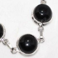 On 0665c bracelet 18gr onyx noir 15mm rond bijou argent 925 1900 art deco gothique achat vente