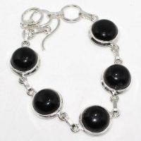 On 0665d bracelet 18gr onyx noir 15mm rond bijou argent 925 1900 art deco gothique achat vente