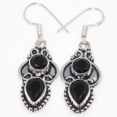 On 0667c boucles oreilles 6gr onyx noir 10x15mm bijou art deco gothique argent 925