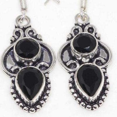 On 0667c boucles oreilles 6gr onyx noir 10x15mm bijou art deco gothique argent 925