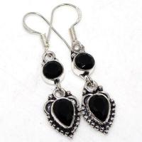 On 0668a boucles oreilles 5gr onyx noir 10x8mm bijou art deco gothique argent 925