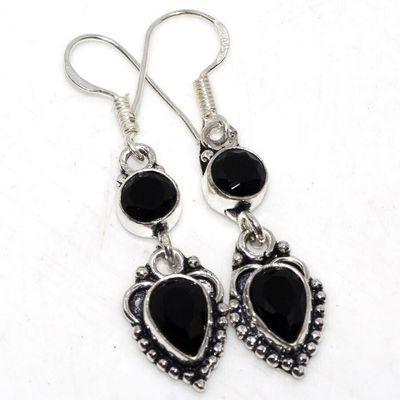 On 0668c boucles oreilles 5gr onyx noir 10x8mm bijou art deco gothique argent 926