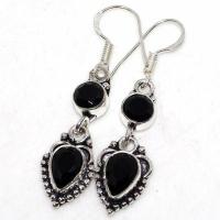 On 0668b boucles oreilles 5gr onyx noir 10x8mm bijou art deco gothique argent 925