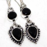 On 0668c boucles oreilles 5gr onyx noir 10x8mm bijou art deco gothique argent 926