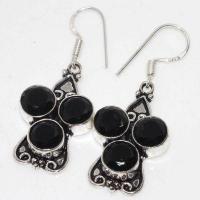 On 0670b boucles oreilles 9gr onyx noir 8mm bijou art deco 1900 gothique steampunk argent 925