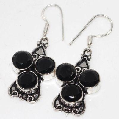 On 0670c boucles oreilles 9gr onyx noir 8mm bijou art deco 1900 gothique steampunk argent 925