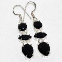 On 0671a boucles oreilles 8gr onyx noir 12x8mm bijou art deco 1900 gothique steampunk argent 925