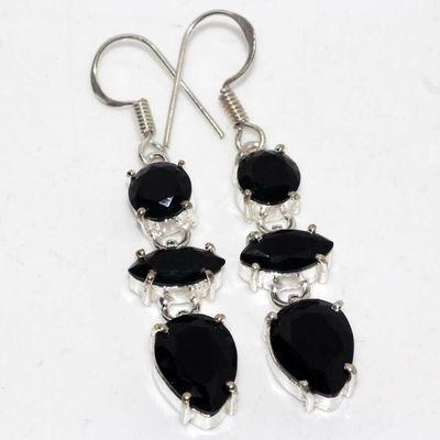 On 0671c boucles oreilles 8gr onyx noir 12x8mm bijou art deco 1900 gothique steampunk argent 925