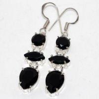 On 0671b boucles oreilles 8gr onyx noir 12x8mm bijou art deco 1900 gothique steampunk argent 925