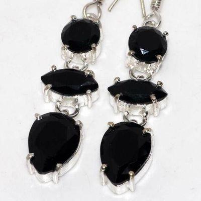 On 0671c boucles oreilles 8gr onyx noir 12x8mm bijou art deco 1900 gothique steampunk argent 925