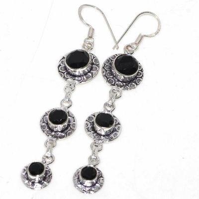 On 0672c boucles oreilles 8gr onyx noir 6x8mm bijou art deco 1900 gothique steampunk argent 925