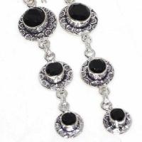 On 0672c boucles oreilles 8gr onyx noir 6x8mm bijou art deco 1900 gothique steampunk argent 925