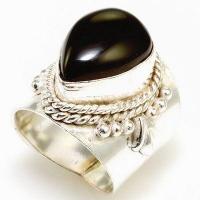 On 1558a bague chevaliere anneau onyx noir argent 925