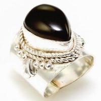 On 1558b bague chevaliere anneau onyx noir argent 925