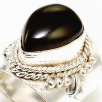 On 1558c bague chevaliere anneau onyx noir argent 925