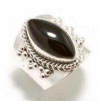 On 3156b bague chevaliere anneau onyx noir argent 925