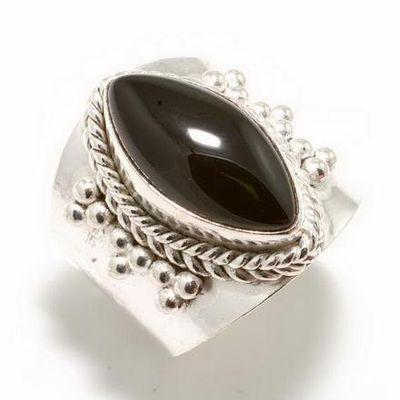 On 3156c bague chevaliere anneau onyx noir argent 925