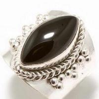 On 3156c bague chevaliere anneau onyx noir argent 925