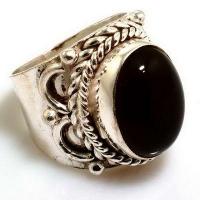 On 4315a bague chevaliere anneau onyx noir argent 925