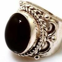 On 4315c bague chevaliere anneau onyx noir argent 925